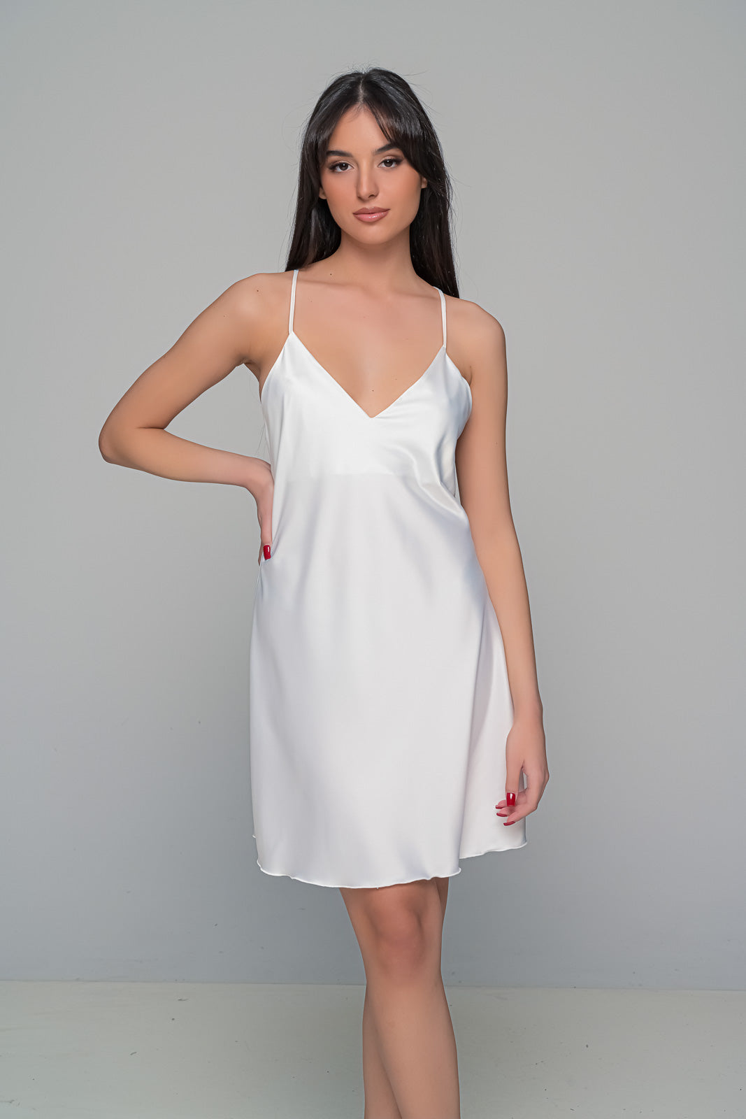 MilenaByParis - Νυφικό Σετ με Σατέν Ρόμπα και Νυχτικό