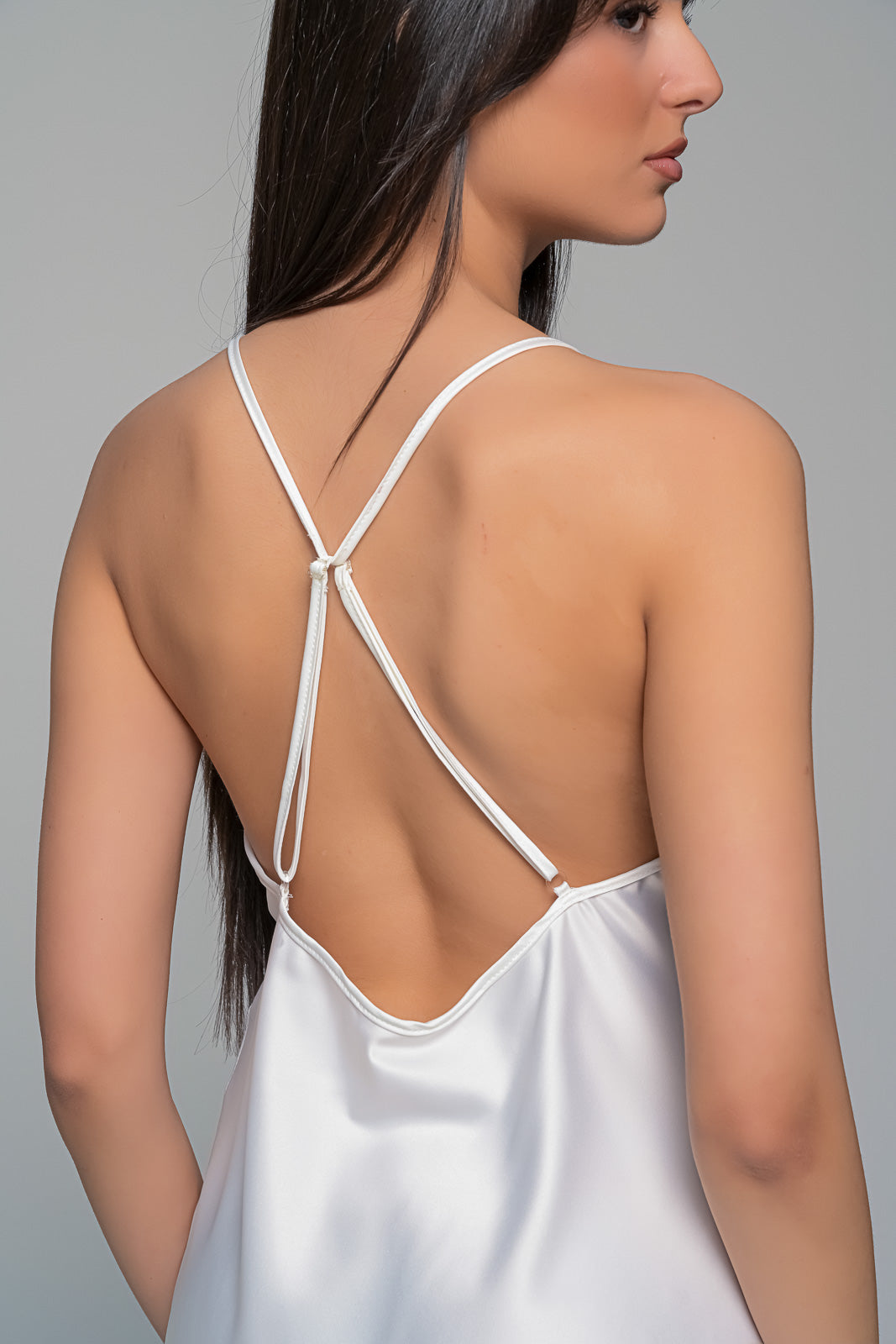 MilenaByParis - Νυφικό Σετ με Σατέν Ρόμπα και Νυχτικό