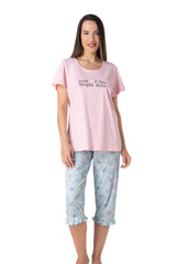 Relax - Γυναικεία Πιτζάμα Κάπρι με T-Shirt & Ruffles
