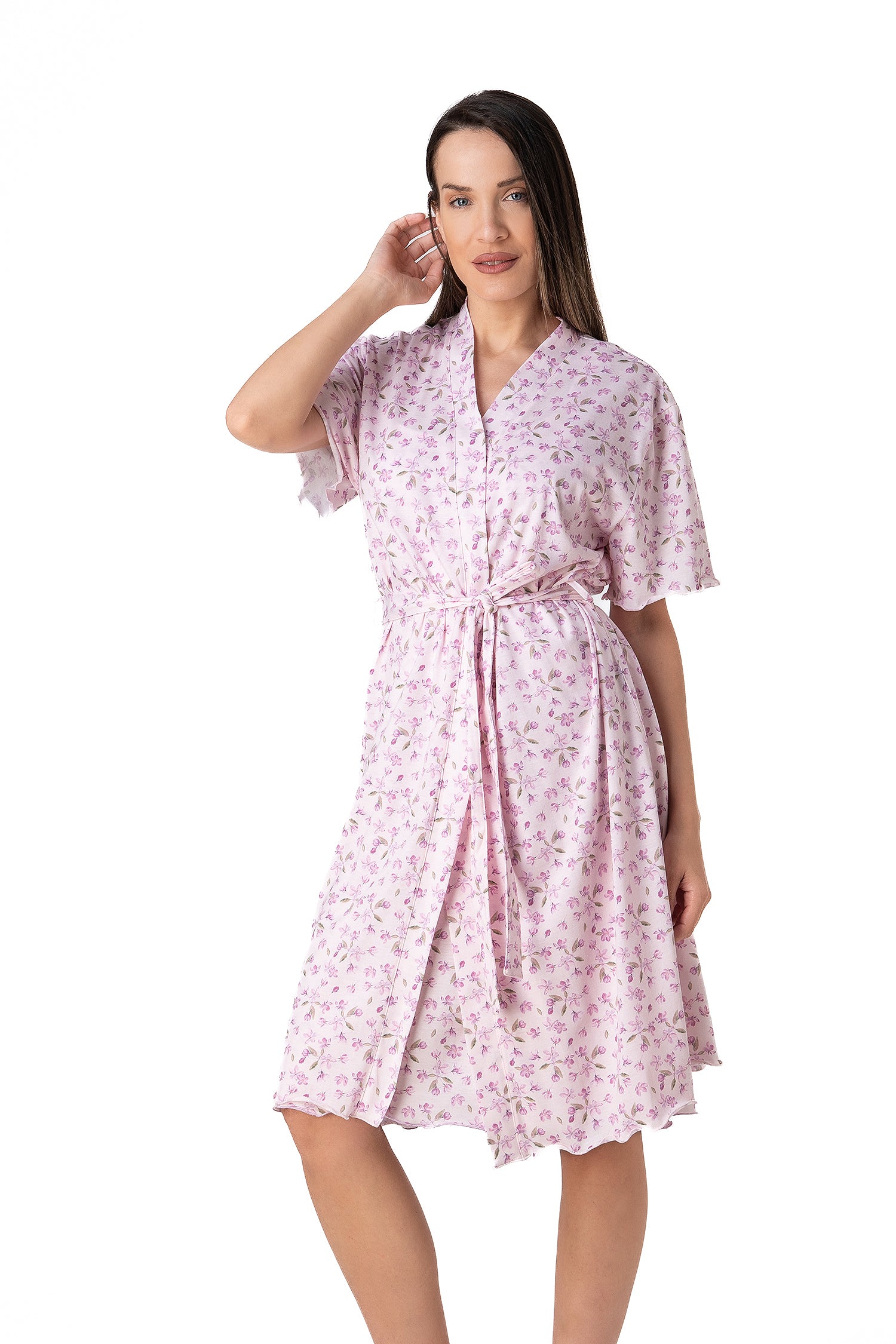Relax - Γυναικεία Καλοκαιρινή Ρόμπα Αέρινη Rose Paisley με Ζώνη
