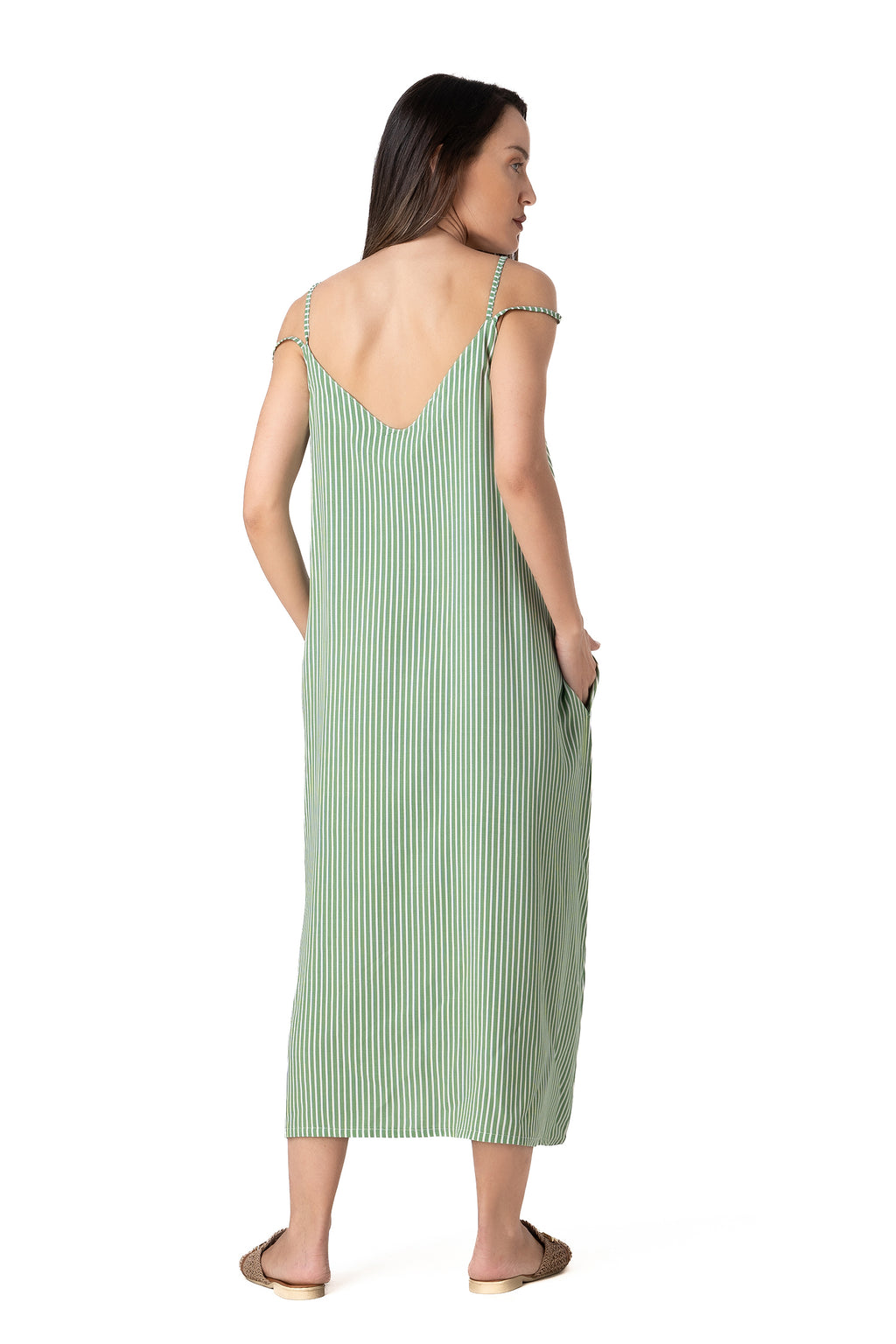 Relax - Αέρινο Maxi Φόρεμα Beachwear με Τιράντες & Ριγέ Μοτίβο
