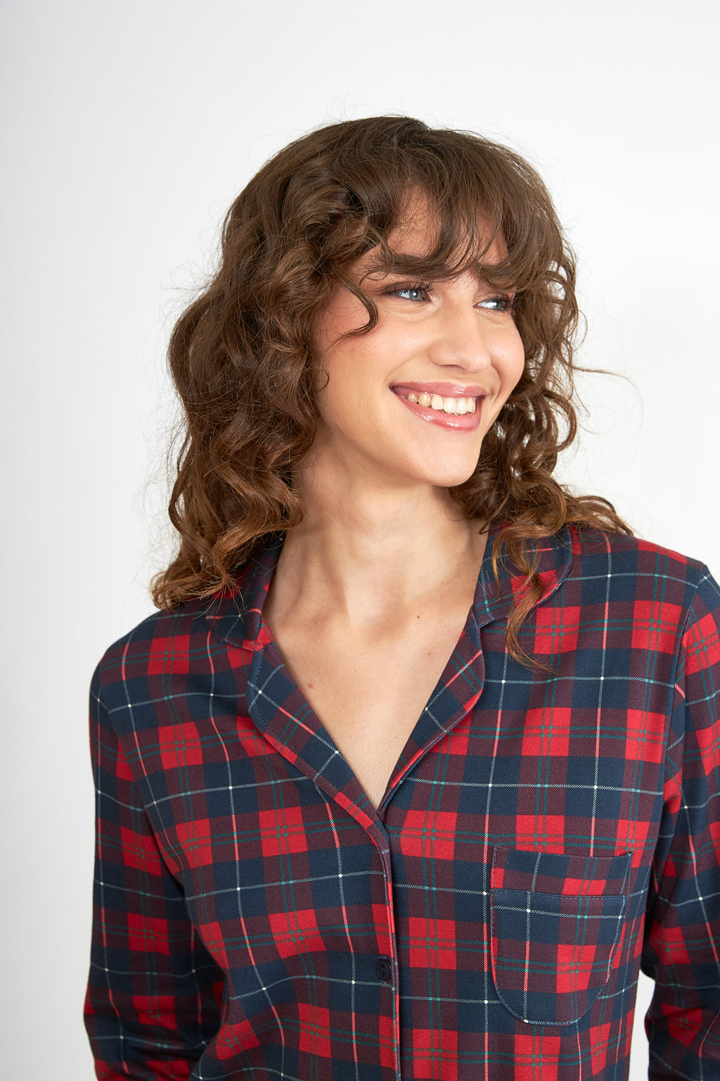 Harmony - Γυναικεία Πιτζάμα Σακάκι Cotton Καρώ