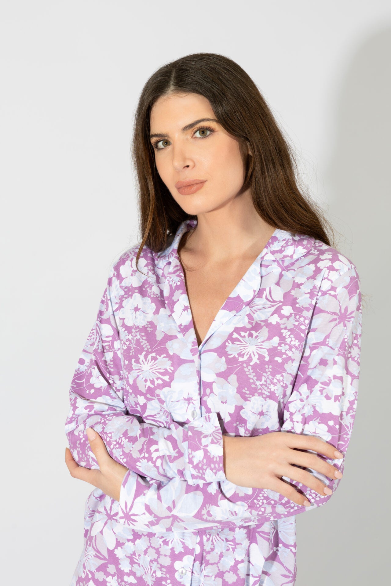 Harmony - Γυναικεία Πιτζάμα Εμπριμέ Σακάκι Cotton/Modal