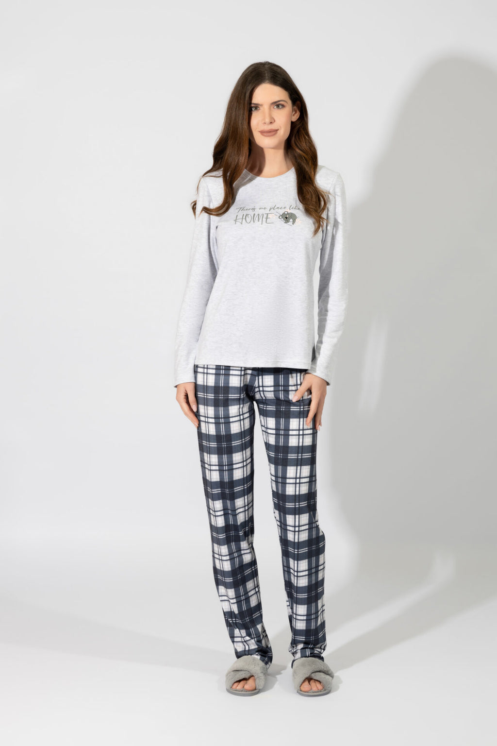 Harmony - Γυναικεία Πιτζάμα “Home” Cotton  Grey Mel