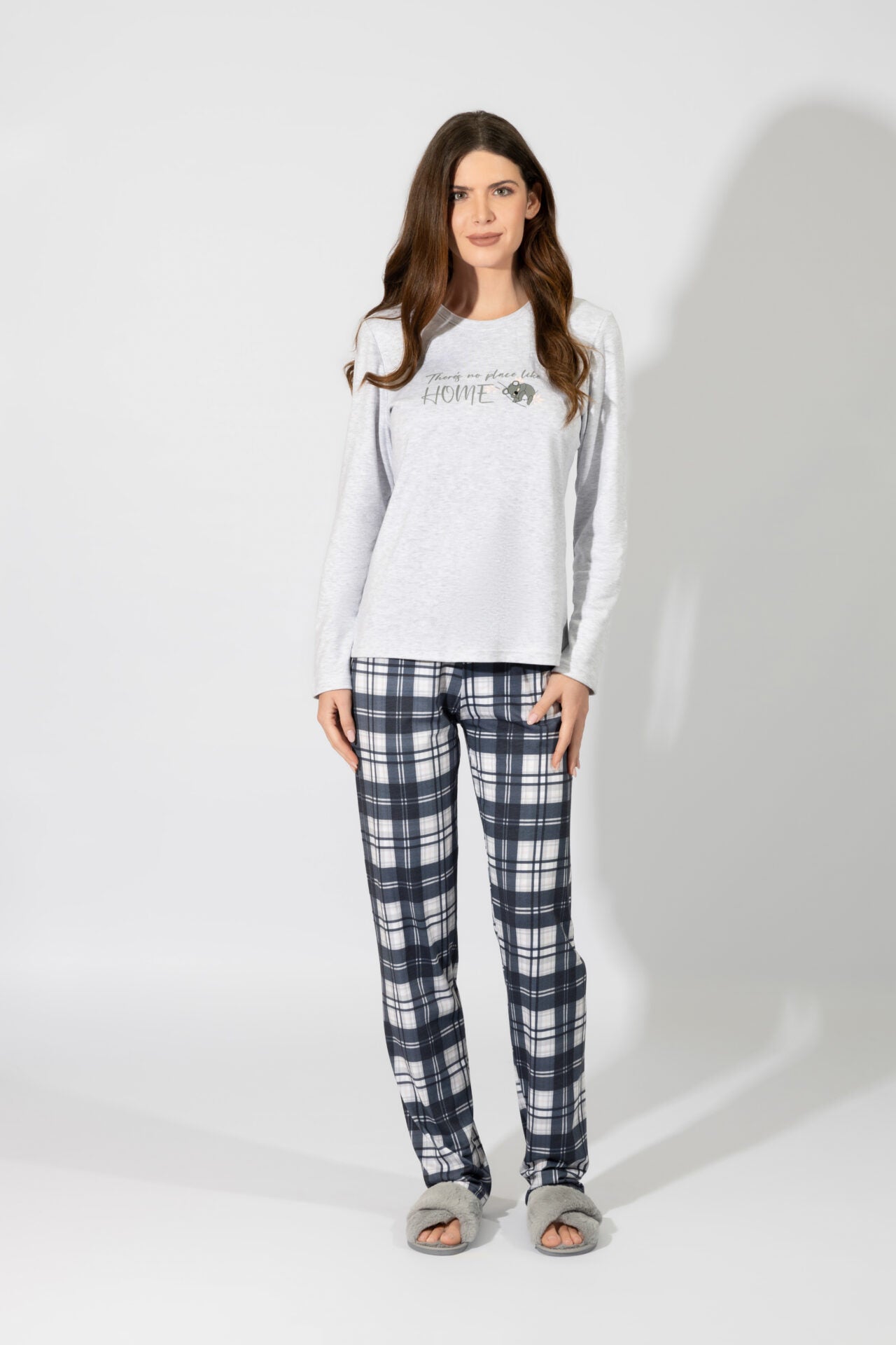 Harmony - Γυναικεία Πιτζάμα “Home” Cotton  Grey Mel