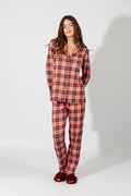 Harmony - Γυναικεία Πιτζάμα Σακάκι Καρώ Κόκκινο Cotton