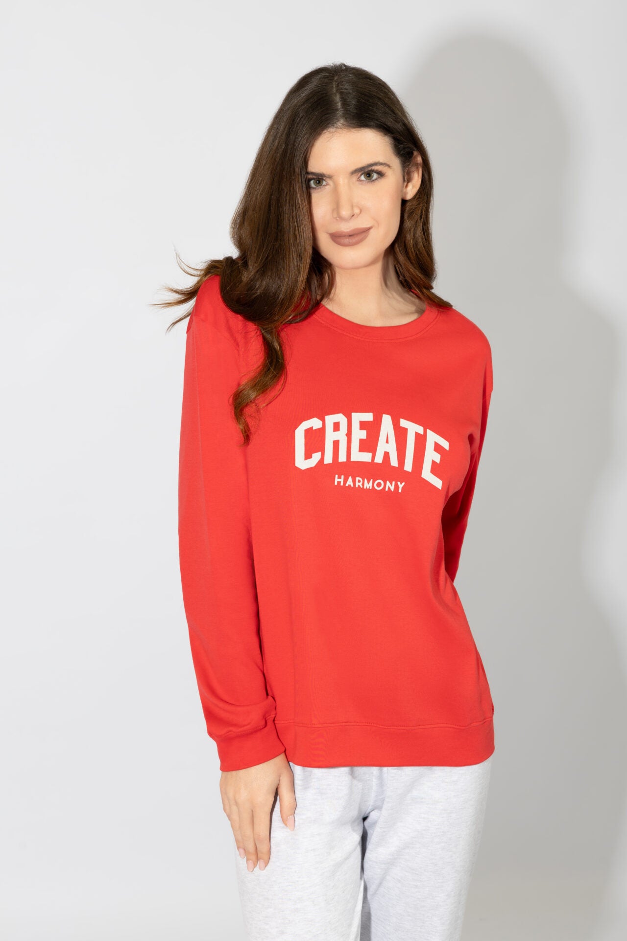 Harmony - Γυναικεία Πιτζάμα “Create” Cotton  Red/Grey Mel