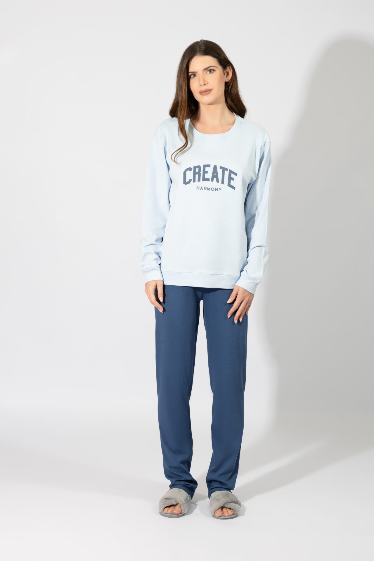 Harmony - Γυναικεία Πιτζάμα “Create” Cotton  Ciel/Blue