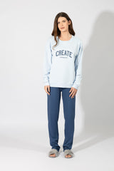 Harmony - Γυναικεία Πιτζάμα “Create” Cotton  Ciel/Blue