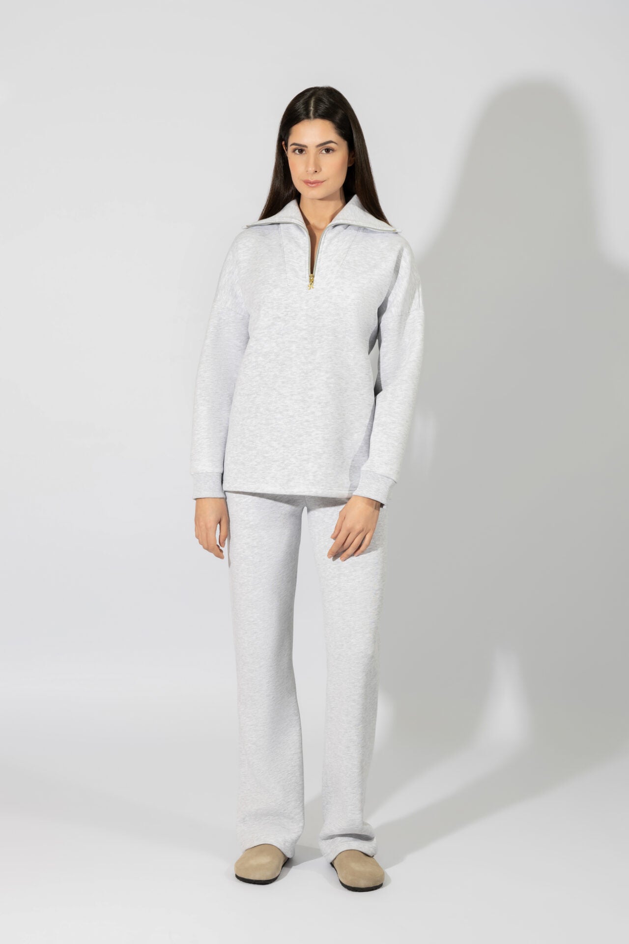 Harmony - Γυναικεία Φόρμα Με Γιακά Φούτερ Grey Mel