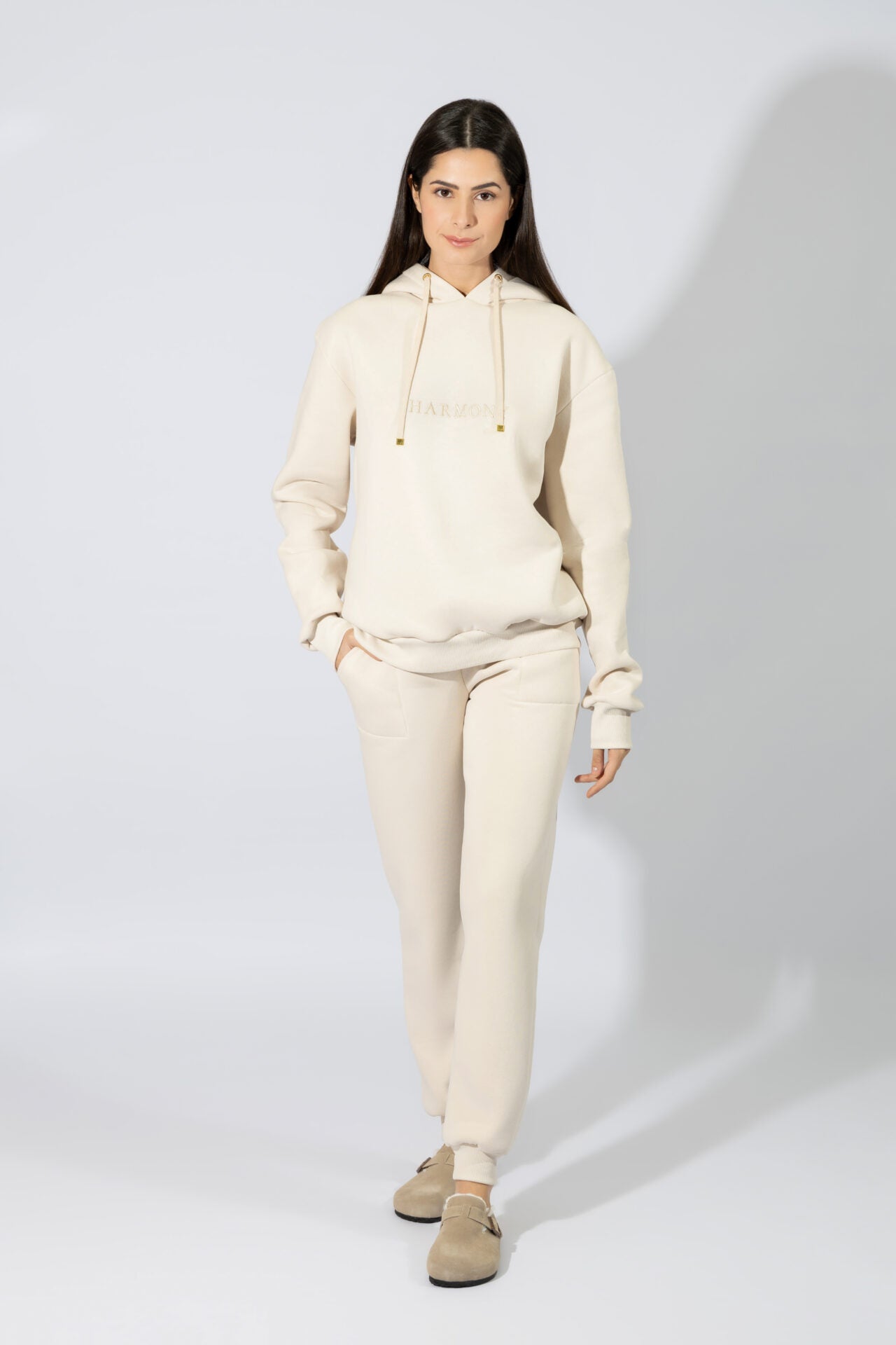 Harmony - Γυναικεία Φόρμα Harmony Με Κουκούλα Φούτερ  Sand