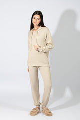 Harmony - Γυναικείο Homewear Πλεκτό Με Κουκούλα  Beige