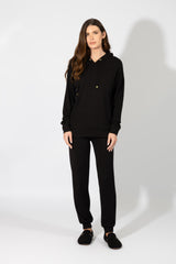 Harmony - Γυναικείο Homewear Πλεκτό Με Κουκούλα  Black