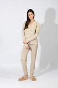 Harmony - Γυναικείο Homewear Πλεκτό Με Κουμπιά  Beige