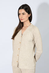 Harmony - Γυναικείο Homewear Πλεκτό Με Κουμπιά  Beige