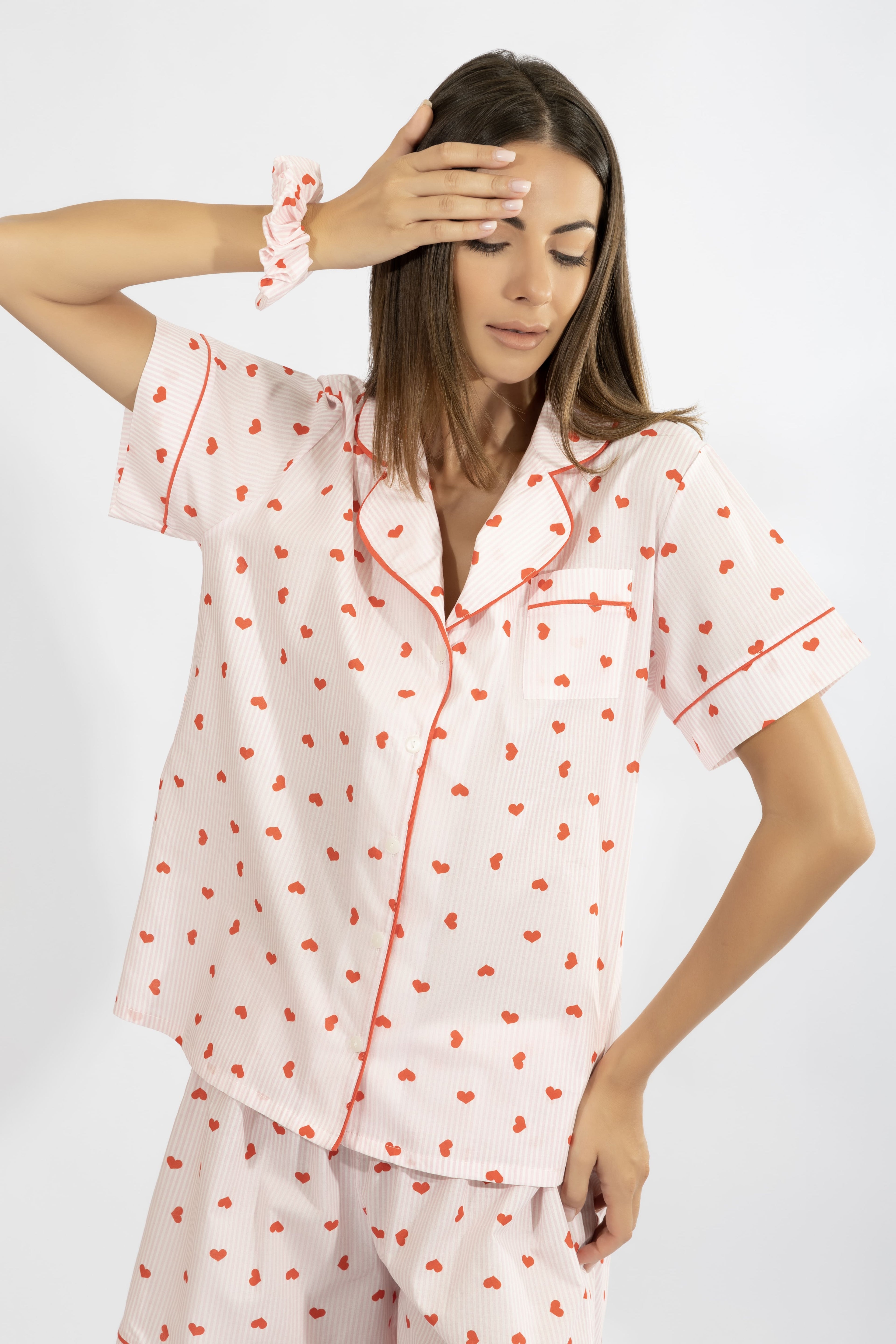 Harmony - Βαμβακερό Σετ Poplin Με Καρδιές & Διακριτική Ρίγα