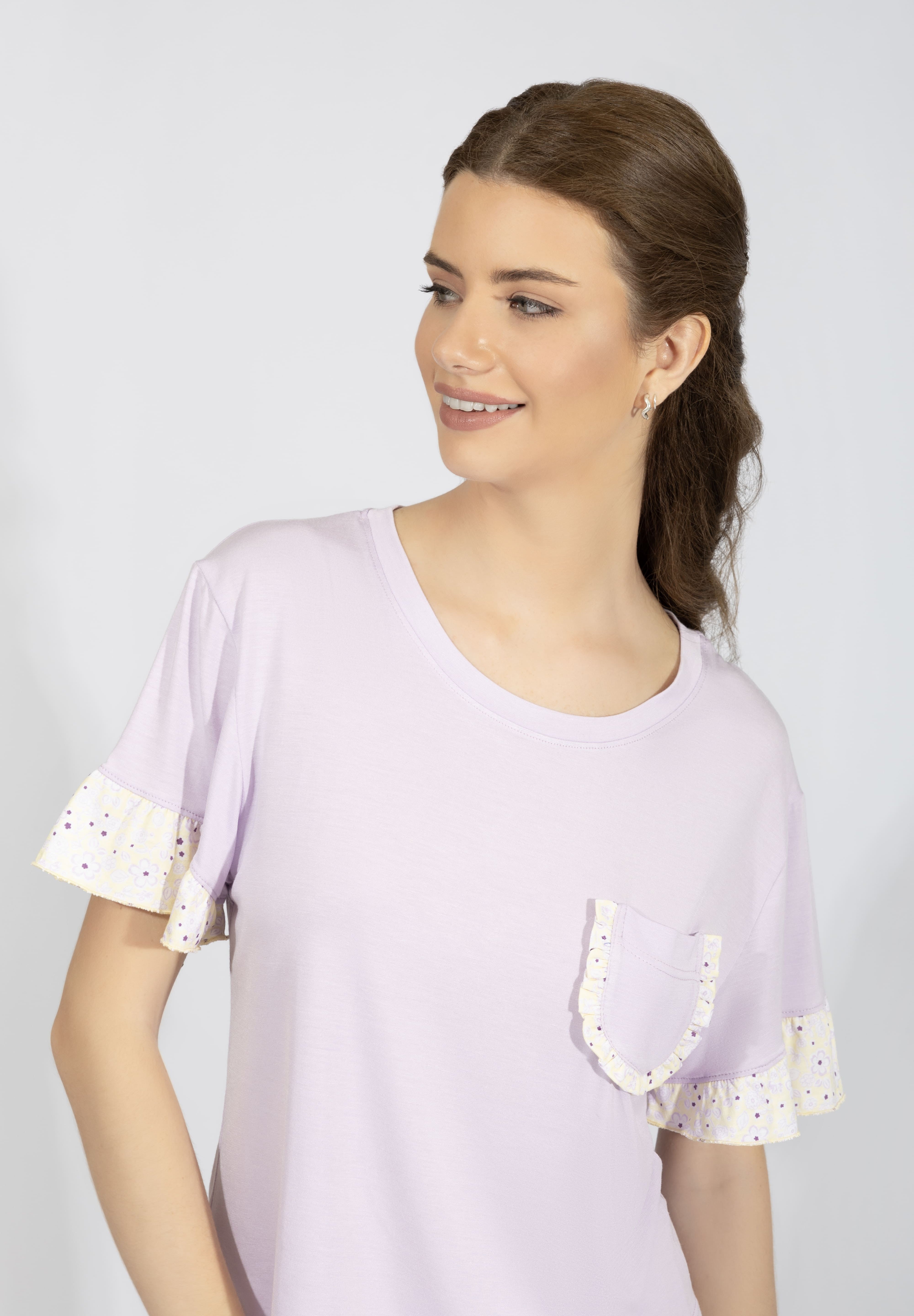 Harmony - Soft Yellow Σετ T-Shirt & Σορτς Με Ruffle Λεπτομέρειες