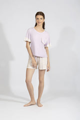 Harmony - Soft Yellow Σετ T-Shirt & Σορτς Με Ruffle Λεπτομέρειες