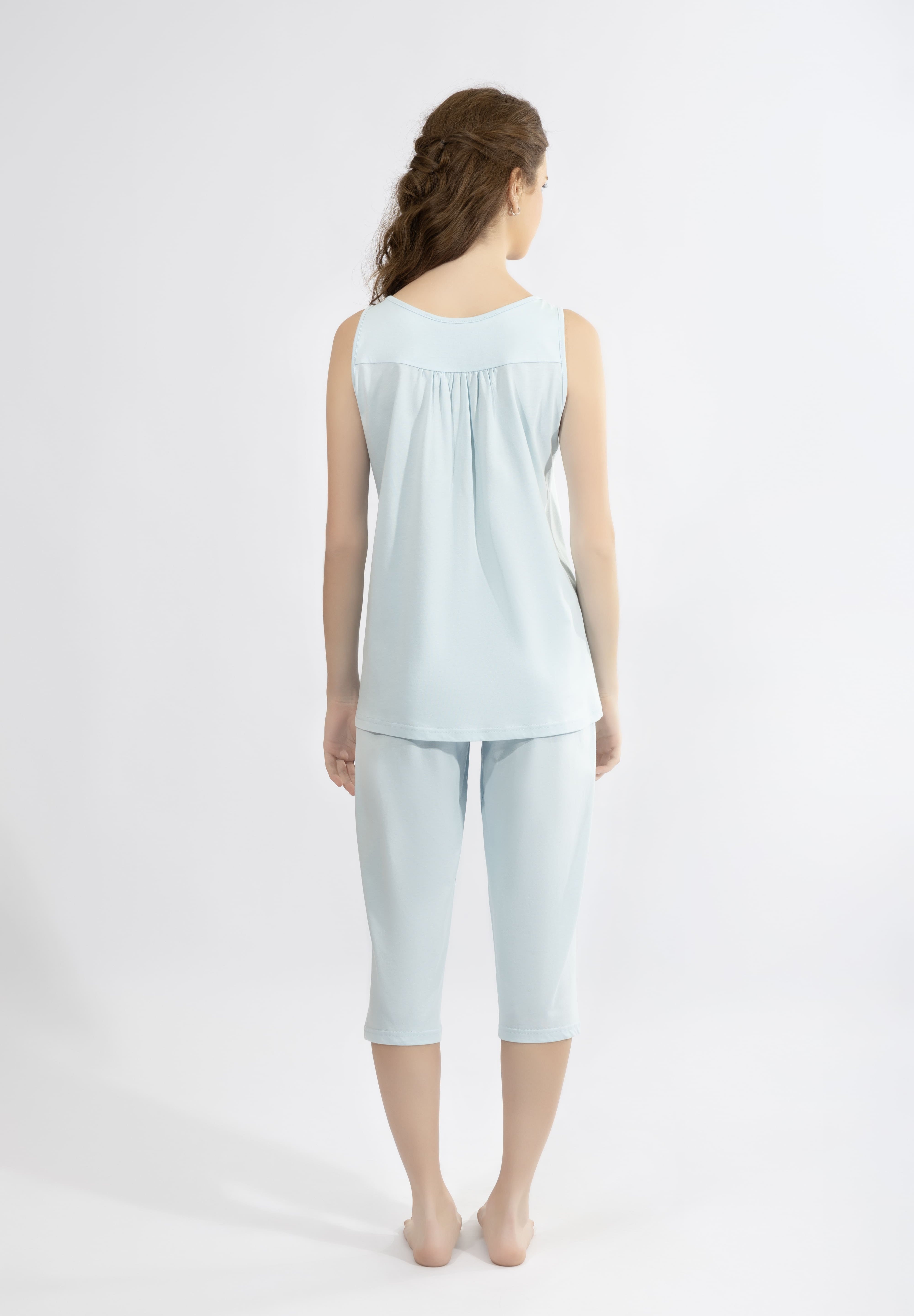 Harmony - Μονόχρωμο Σετ Ύπνου Capri Με V-Neck & Διακριτικό Μοτίφ