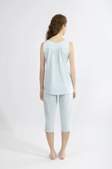 Harmony - Μονόχρωμο Σετ Ύπνου Capri Με V-Neck & Διακριτικό Μοτίφ