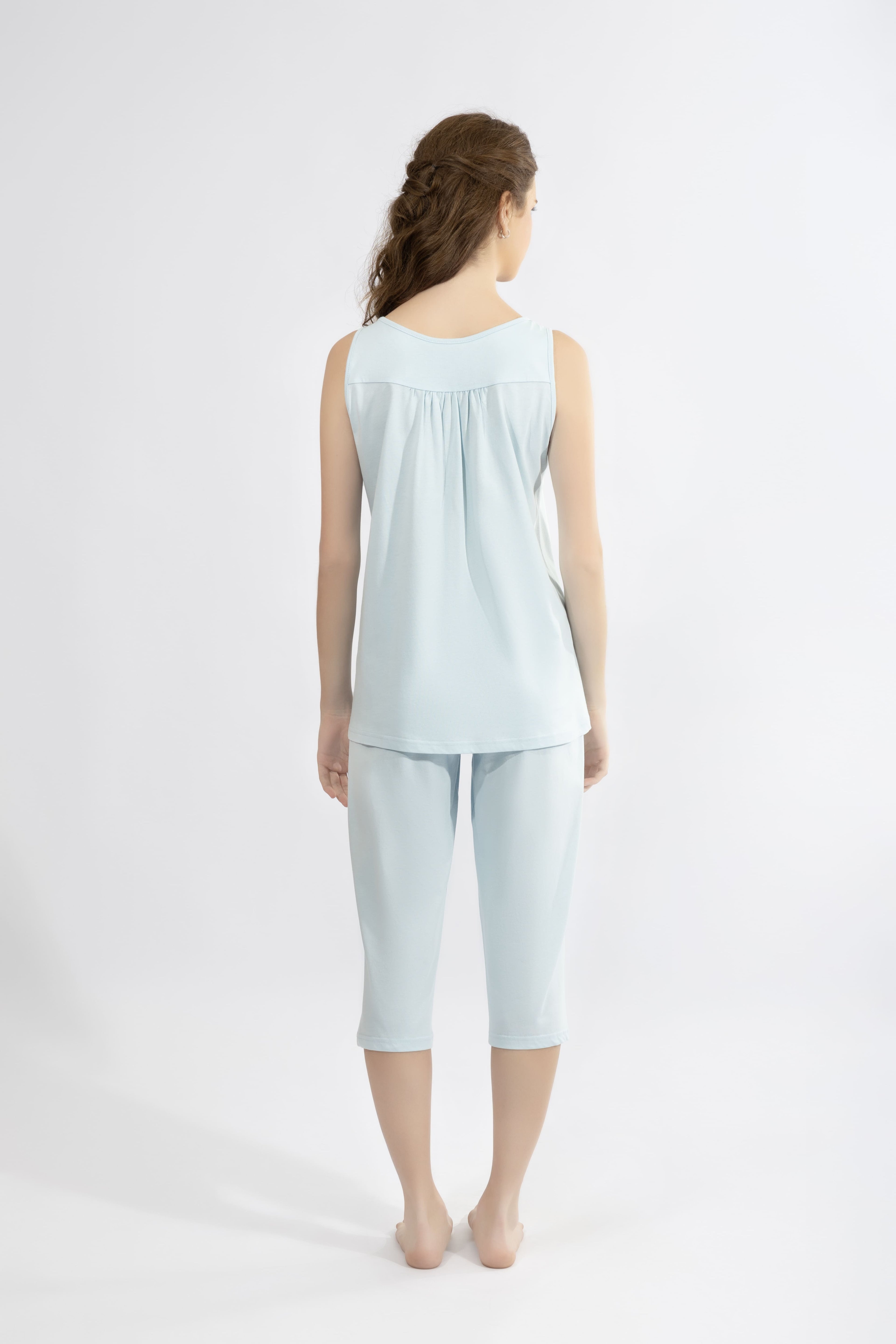 Harmony - Μονόχρωμο Σετ Ύπνου Capri Με V-Neck & Διακριτικό Μοτίφ