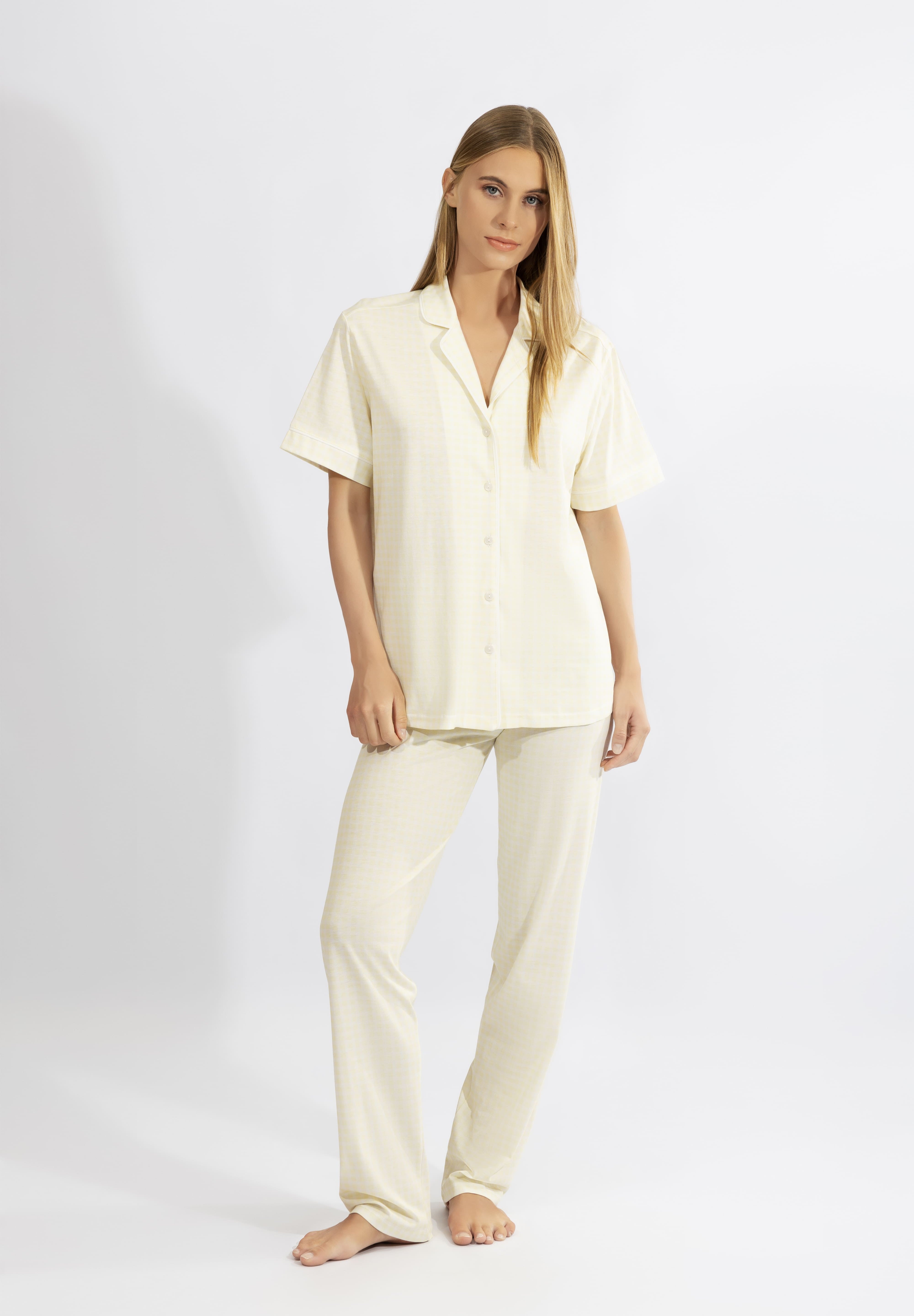 Harmony - Παστέλ Καρό Σετ Ύπνου 50% Cotton - 50% Modal