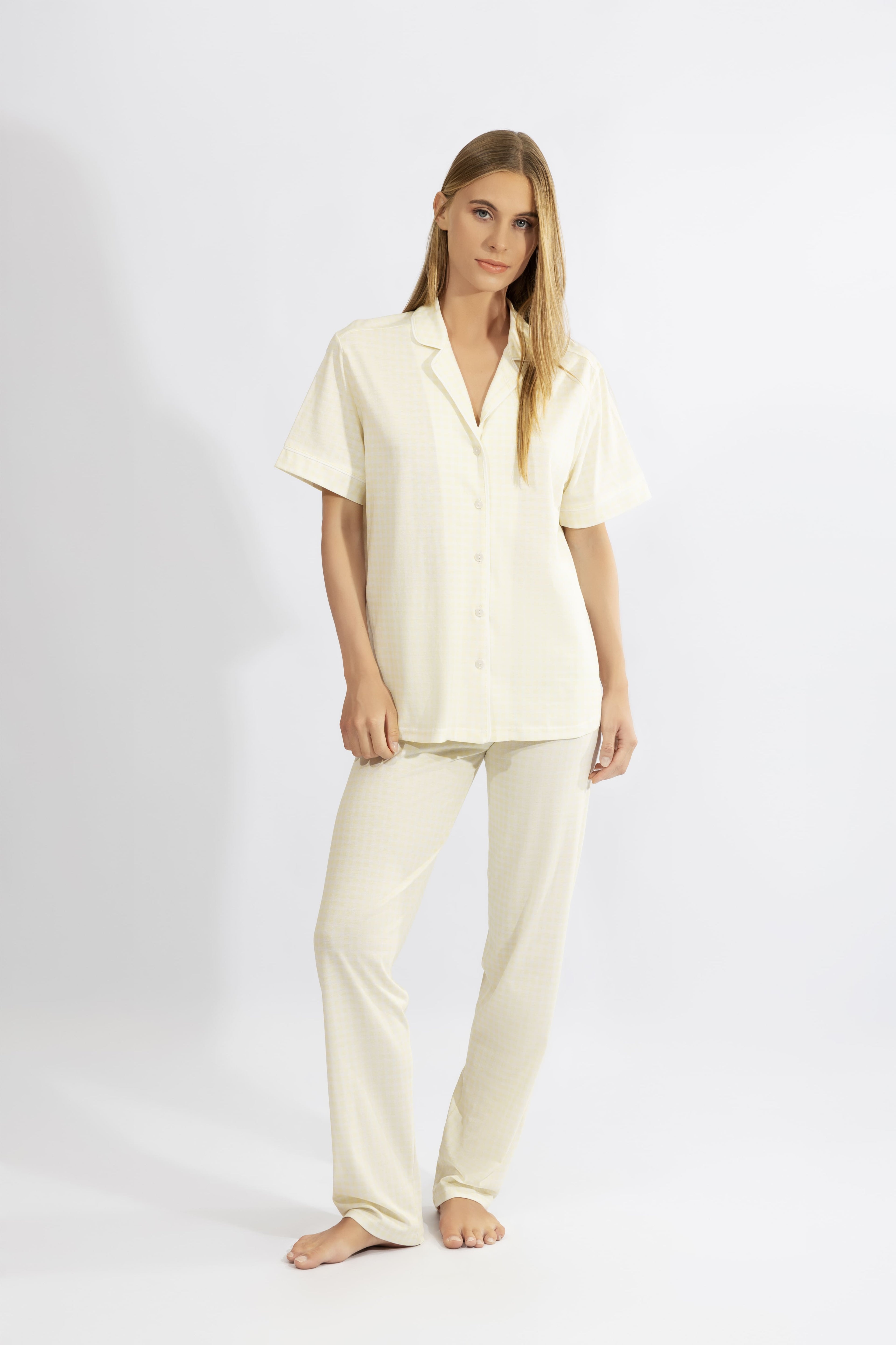 Harmony - Παστέλ Καρό Σετ Ύπνου 50% Cotton - 50% Modal