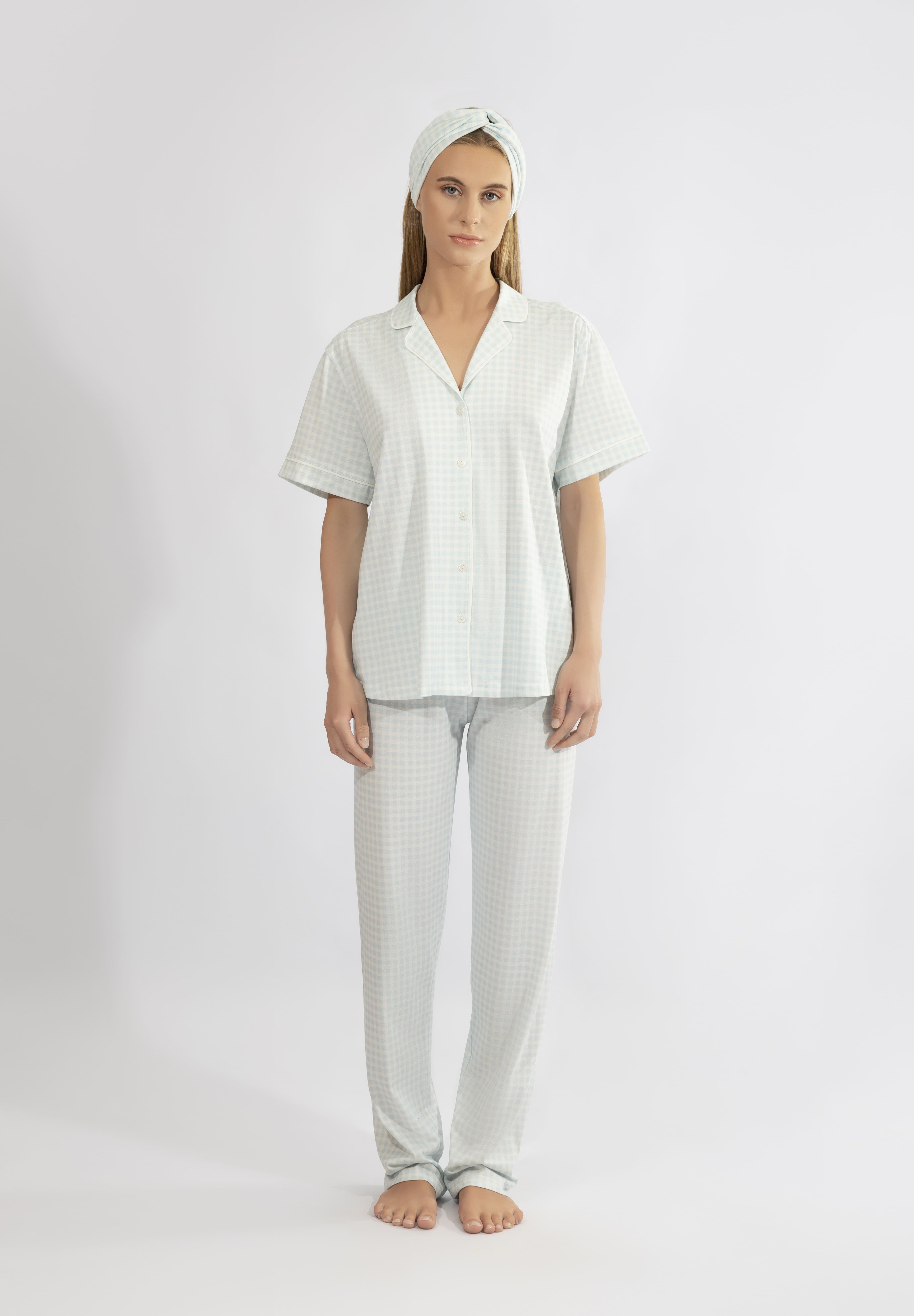 Harmony - Παστέλ Καρό Σετ Ύπνου 50% Cotton - 50% Modal