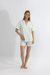 Harmony - Παστέλ Καρό Σετ Με Σορτς 50% Cotton - 50% Modal