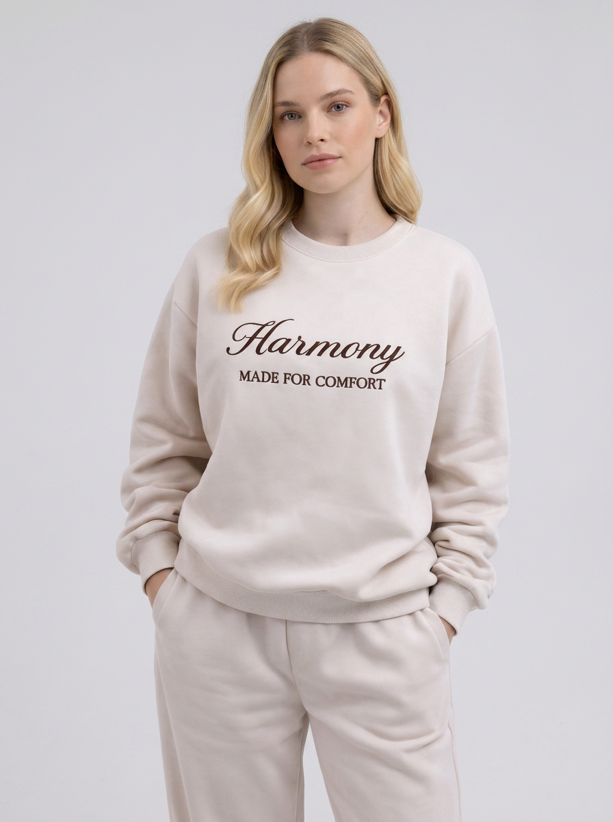 Harmony - Γυναικείο Φούτερ με Χνούδι Εσωτερικά & Κέντημα