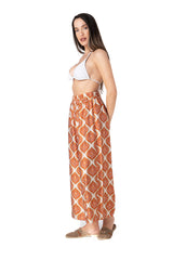 Relax - Γυναικεία Καλοκαιρινή Παντελόνα Beachwear με Ρετρό Μοτίβο