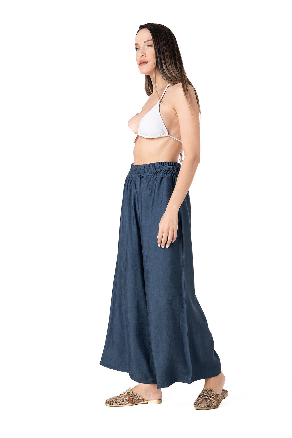Relax - Αέρινη Μονόχρωμη Παντελόνα Beachwear