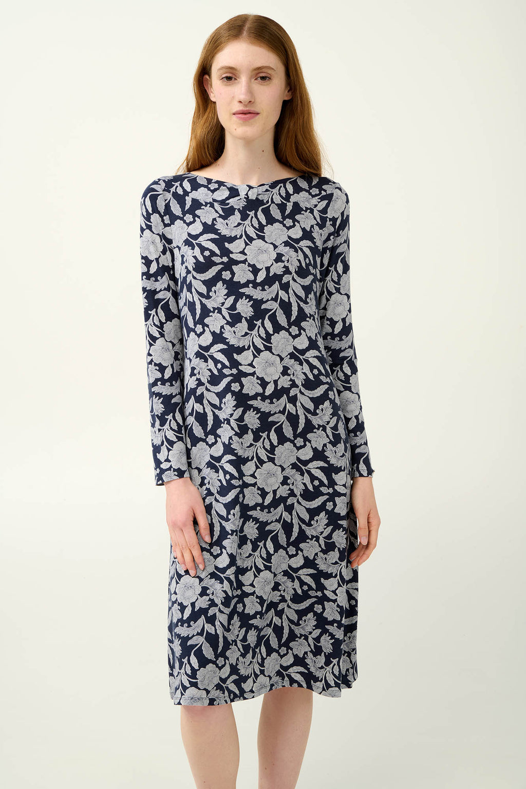 Vamp - Micromodal Φλοράλ Νυχτικό με Μακριά Μανίκια