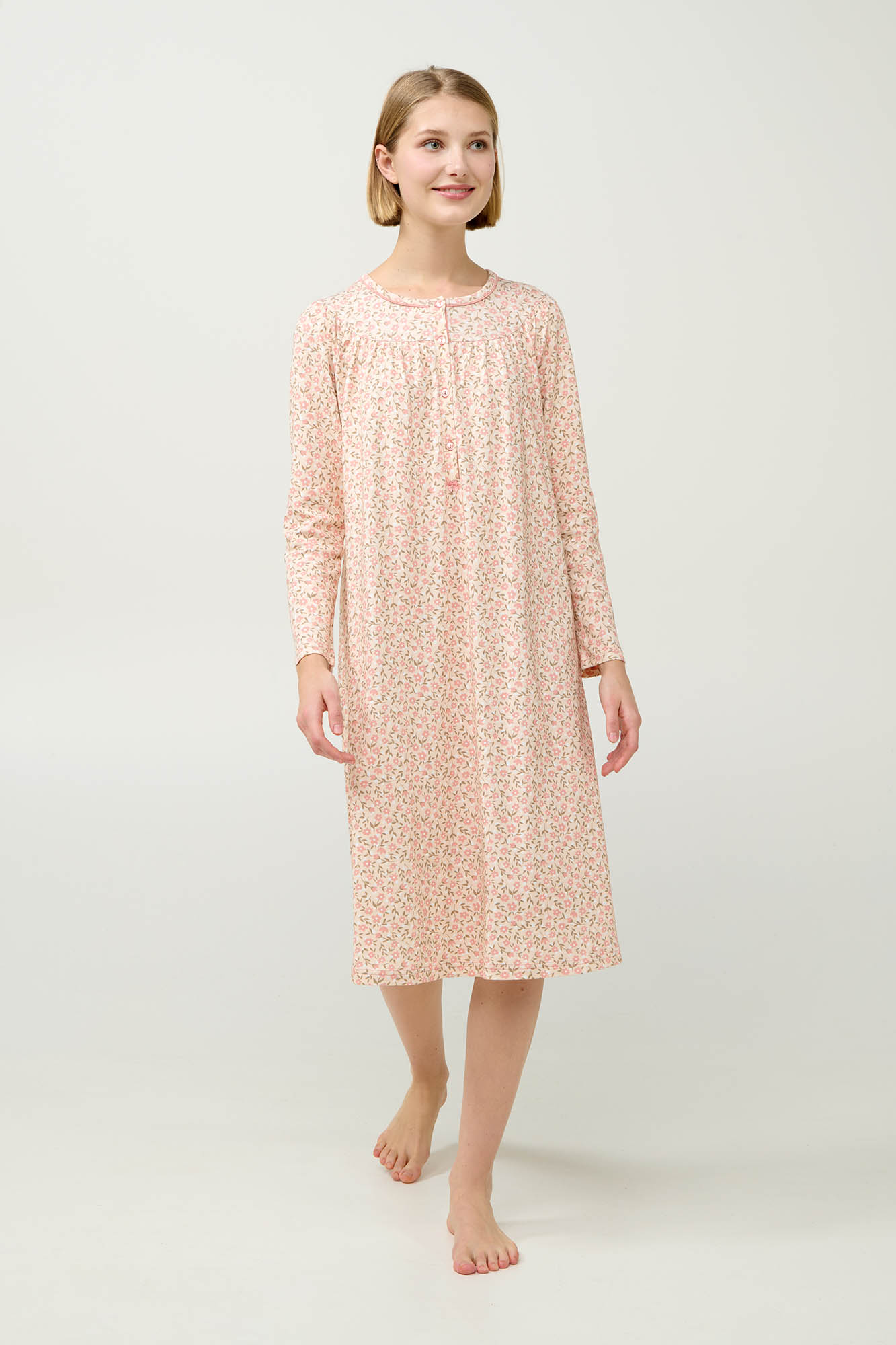 Vamp - Βαμβακερό Φλοράλ Νυχτικό με Πατιλέτα