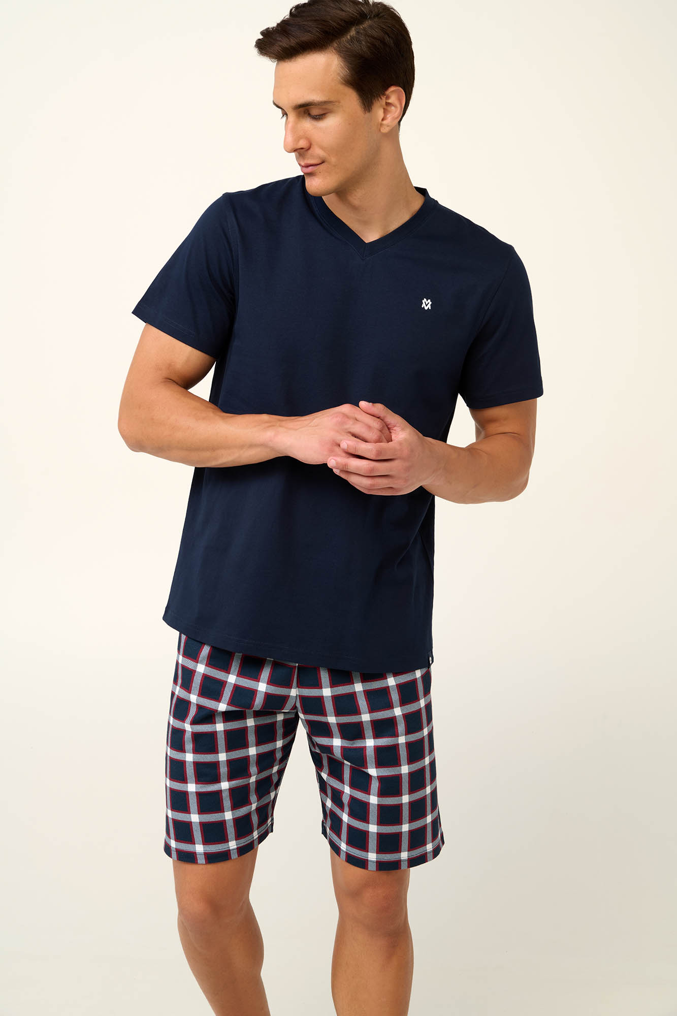 Vamp - Βαμβακερή Ανδρική Πυτζάμα με V Λαιμόκοψη