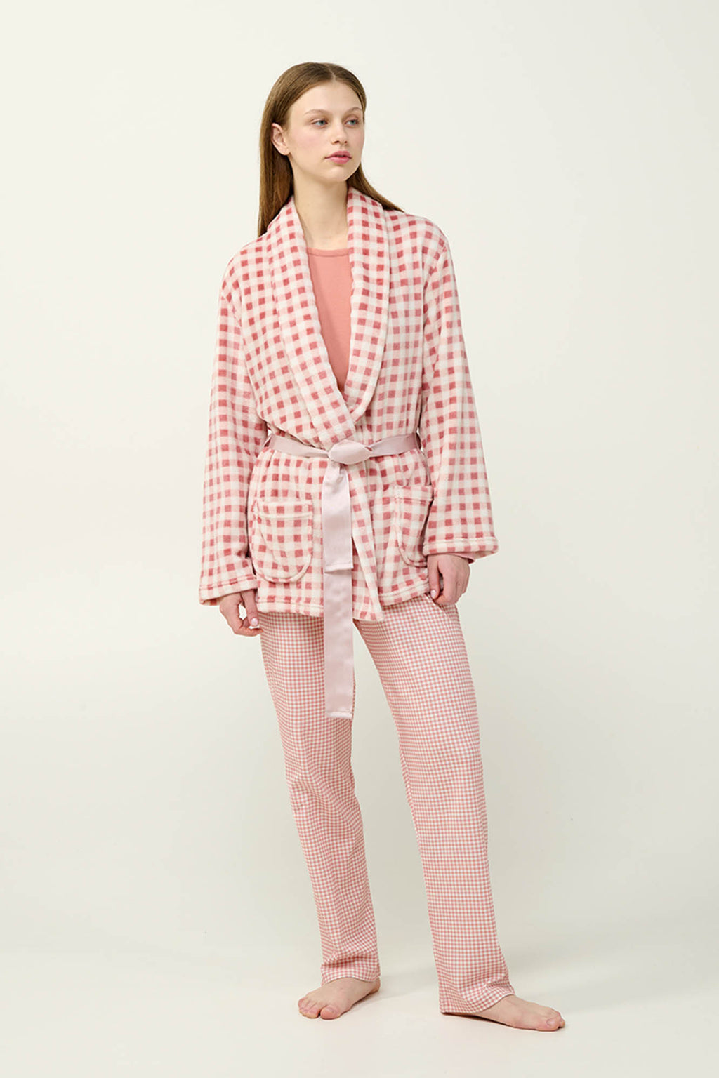 Vamp - Γυναικεία Σταυρωτή Καρό Ρόμπα