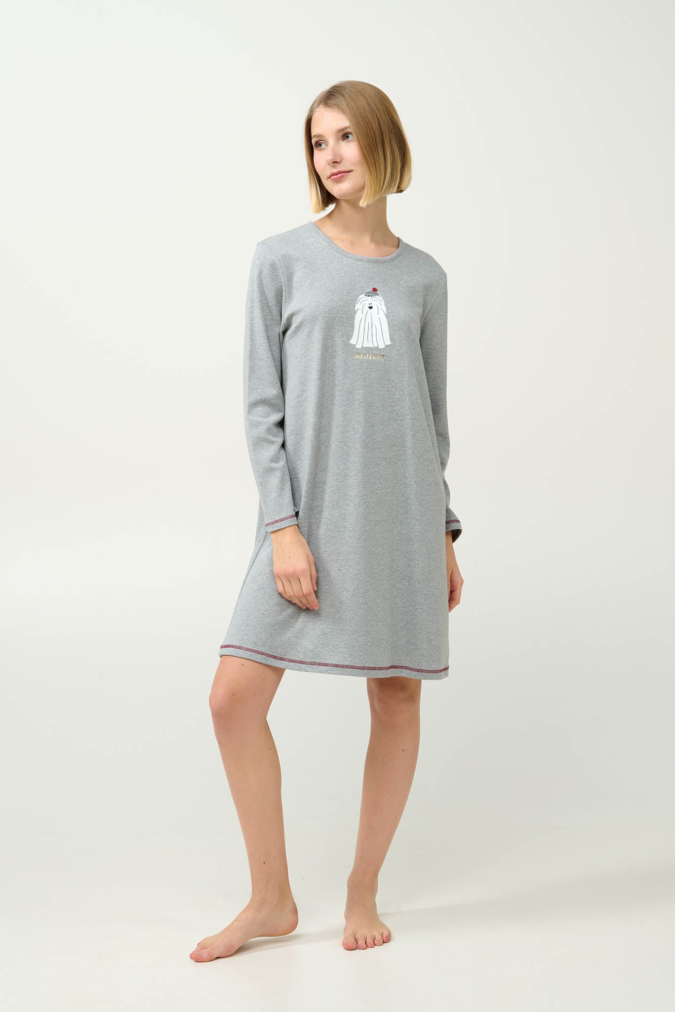 Vamp - Βαμβακερό Χειμερινό Νυχτικό με Τύπωμα