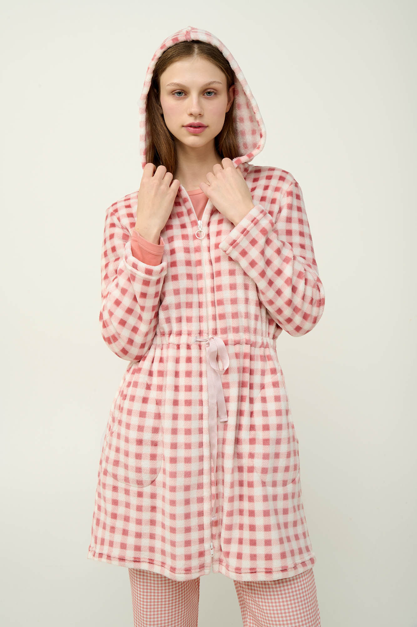 Vamp - Γυναικεία Fleece Ρόμπα με Κουκούλα