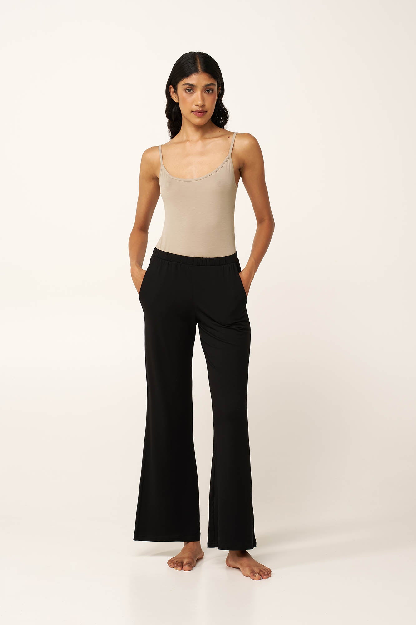 Vamp - Γυναικείο παντελόνι με φαρδιά πόδια από βισκόζη