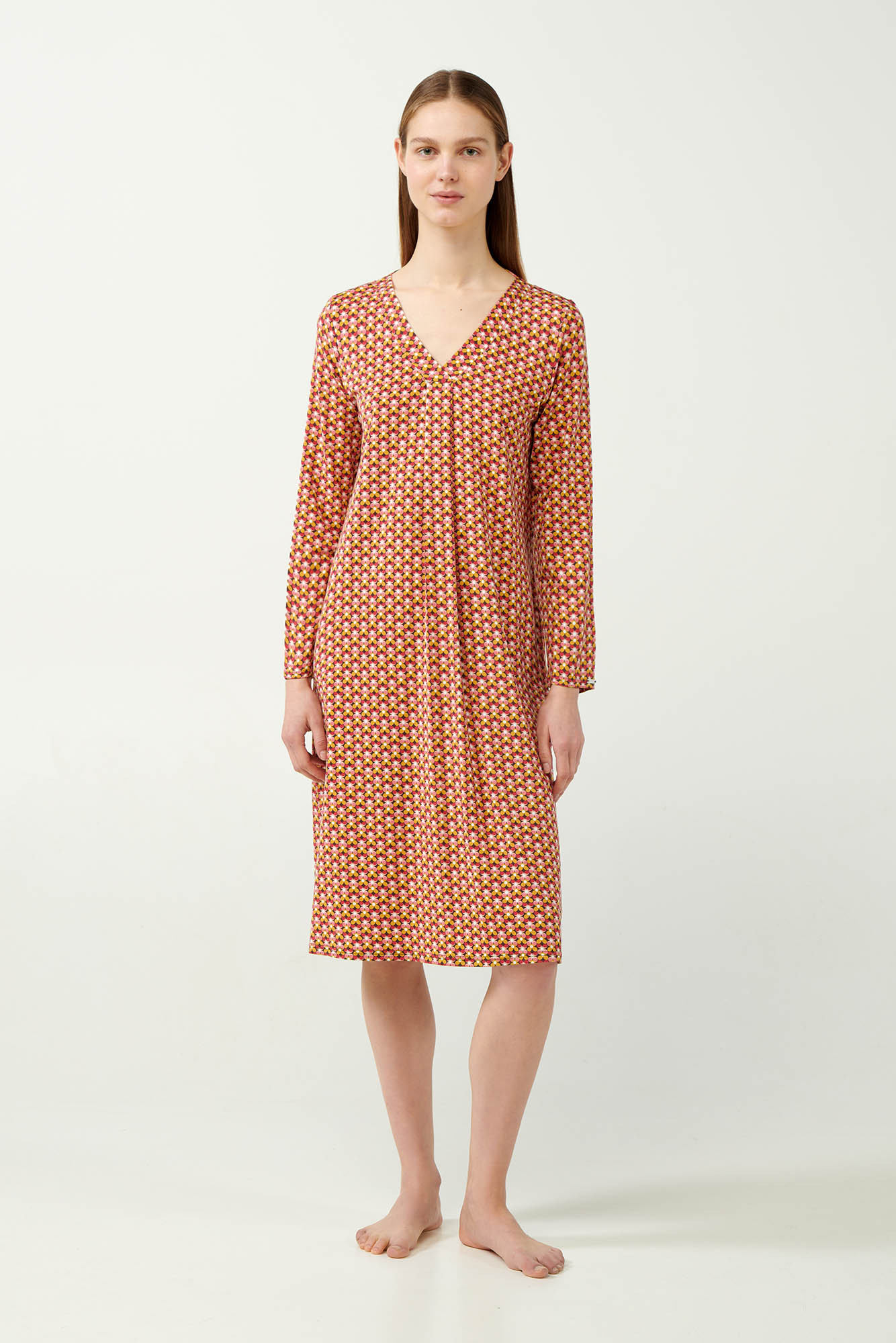 Vamp - Φλοράλ Νυχτικό Micromodal με Πιέτα