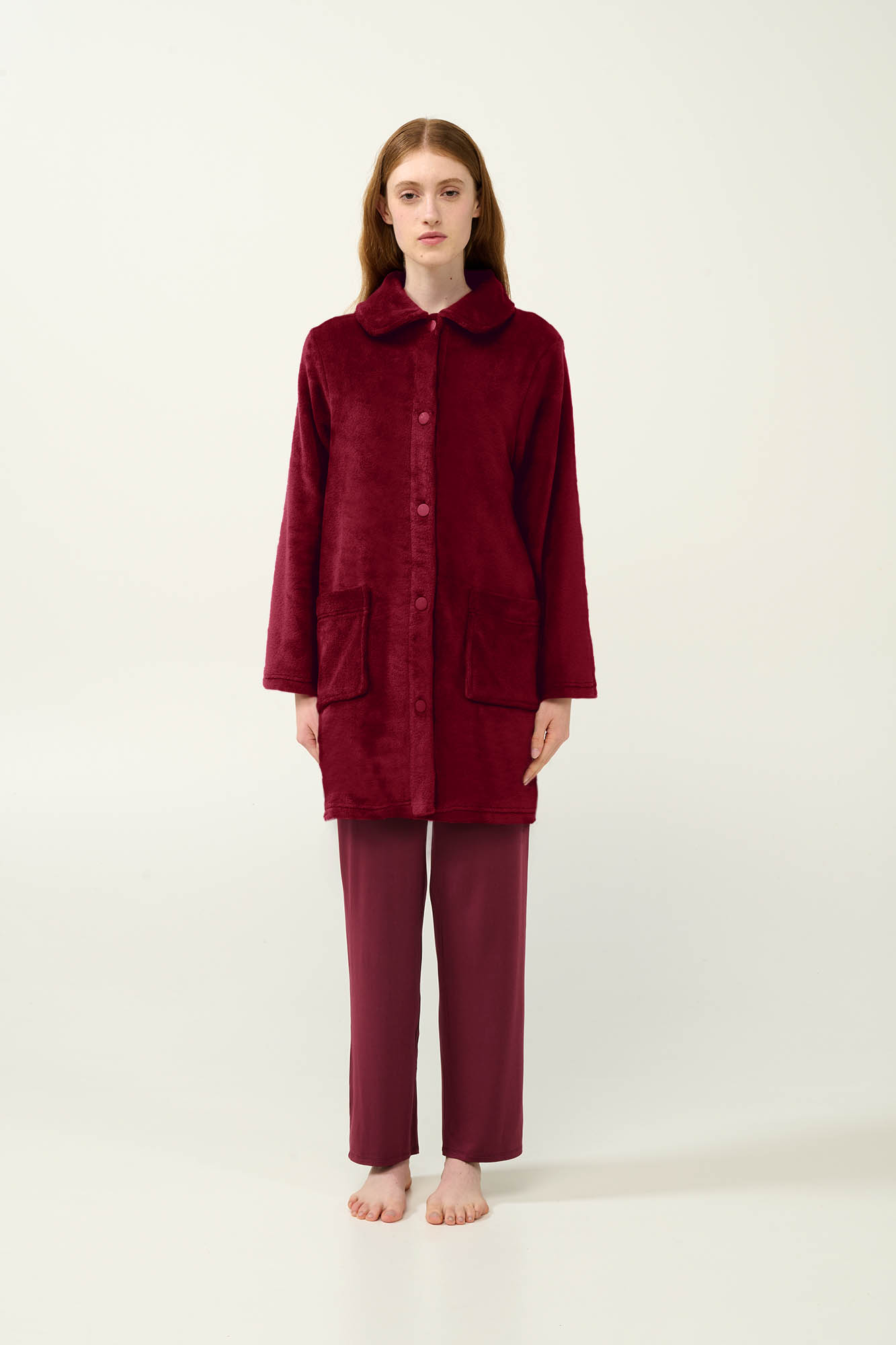 Vamp - Γυναικεία Κουμπωτή Fleece Ρόμπα