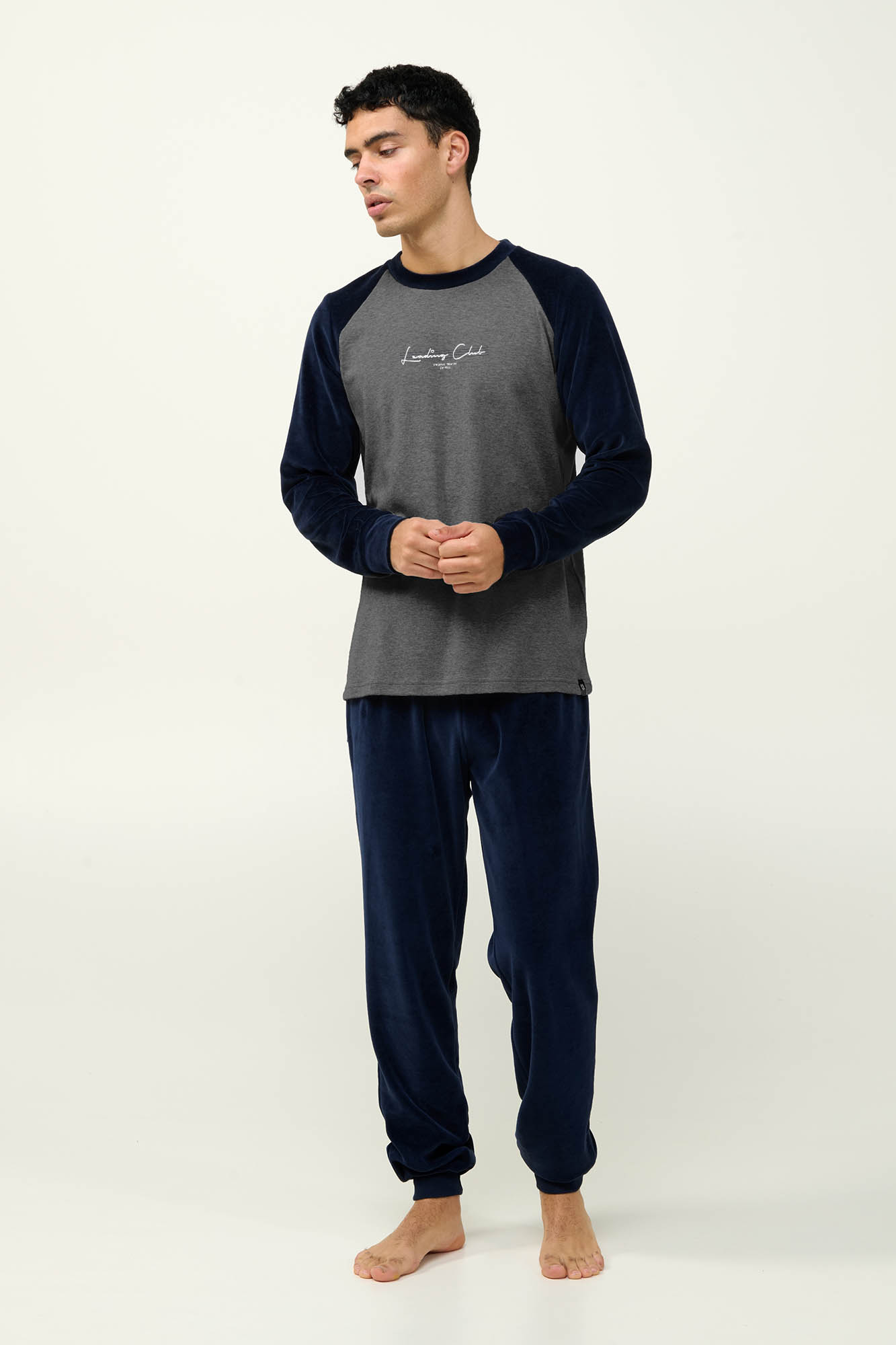 Vamp - Ανδρική Velvet Πυτζάμα με Μανσέτες