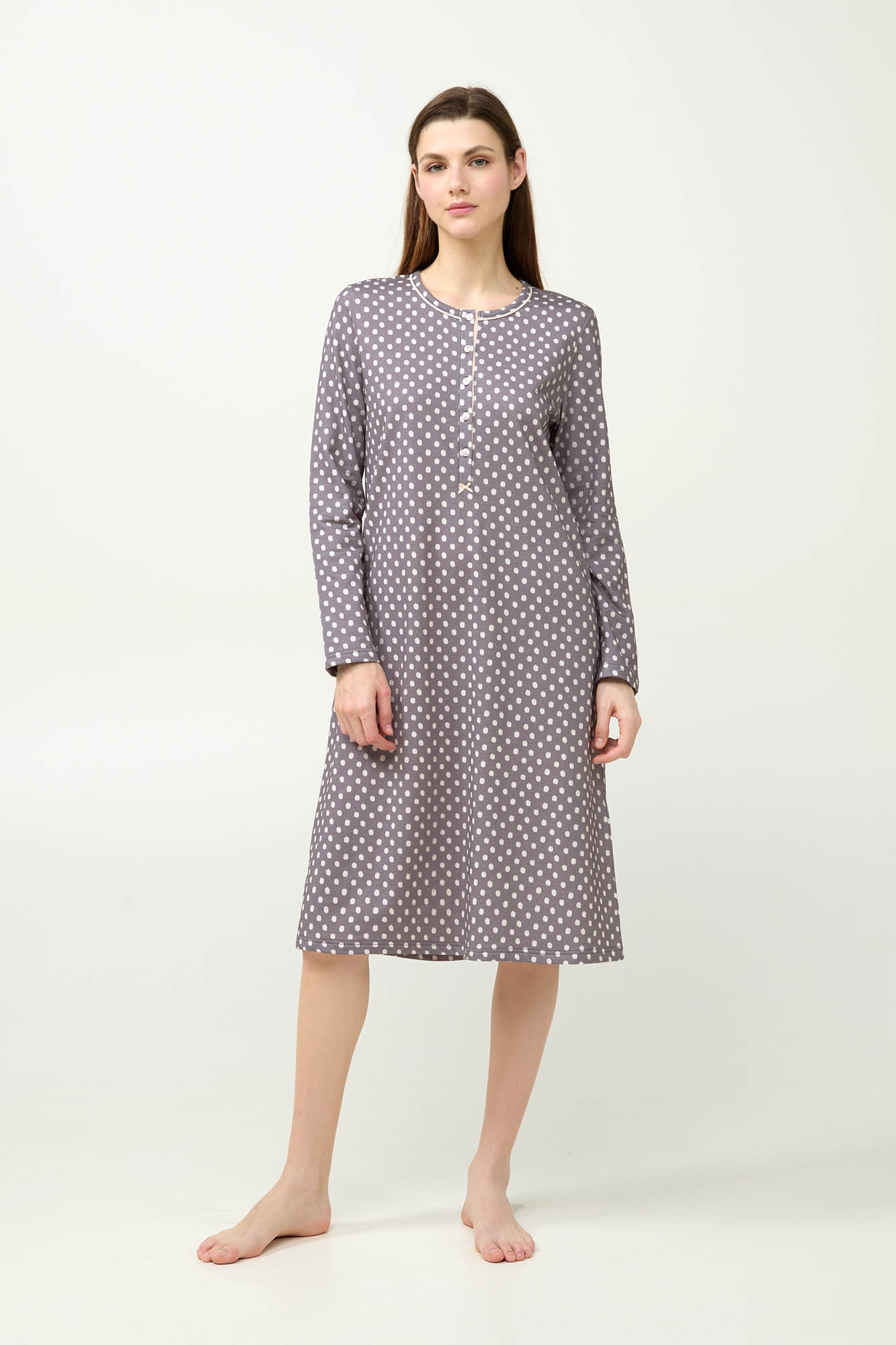 Vamp - Πουά Φούτερ Νυχτικό με Πατιλέτα