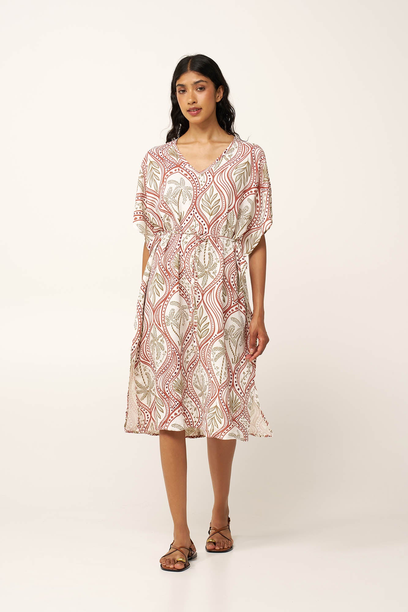 Vamp - Καλοκαιρινό Γήινο Φόρεμα Από Ποπλίνα