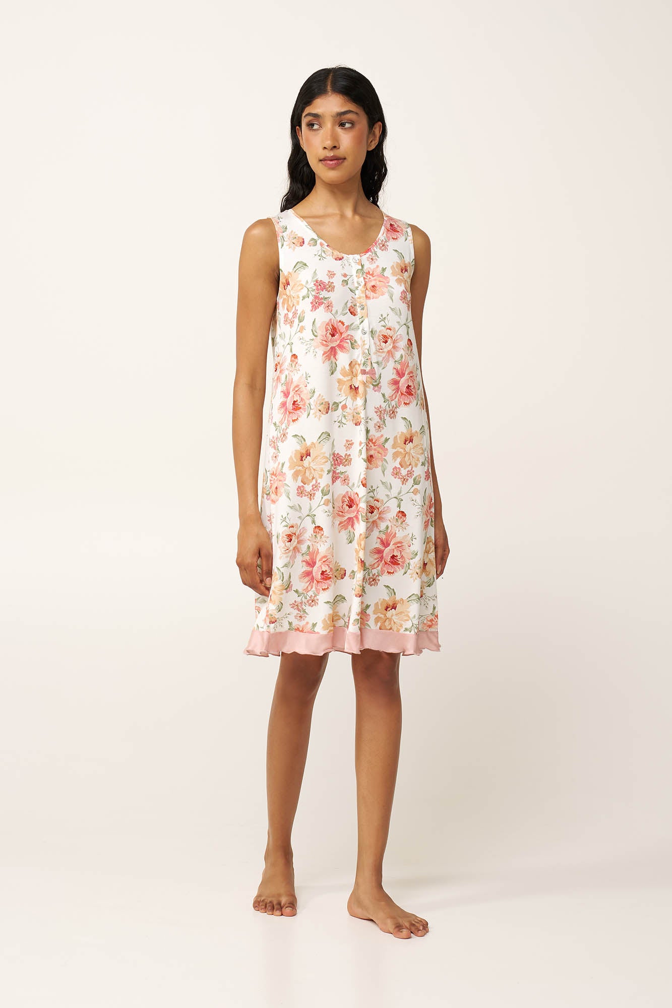 Vamp - Φλοράλ Micromodal Νυχτικό με Πατιλέτα