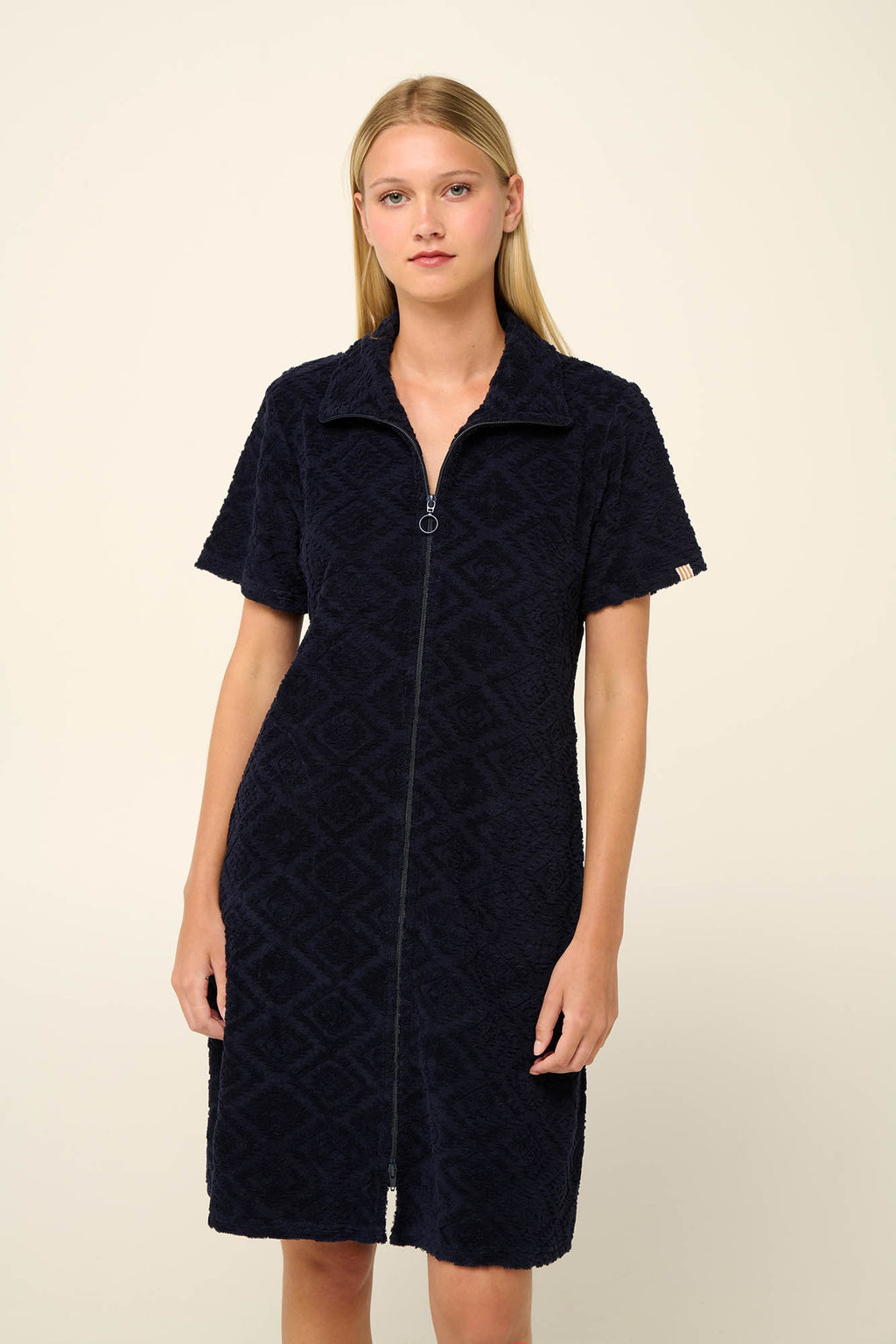 Vamp - Μονόχρωμο Frottee Φόρεμα Θαλάσσης με Φερμουάρ