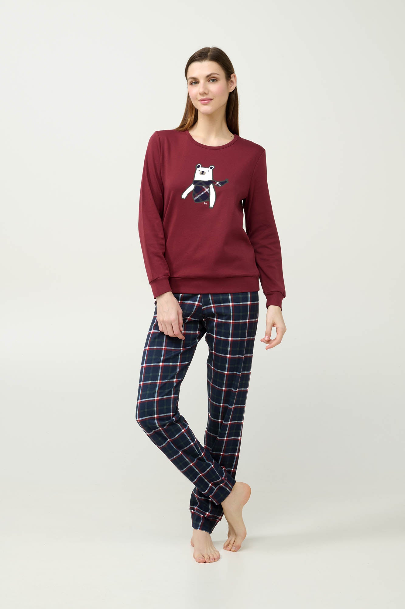 Vamp - Βαμβακερή Γυναικεία Πυτζάμα με Μανσέτες