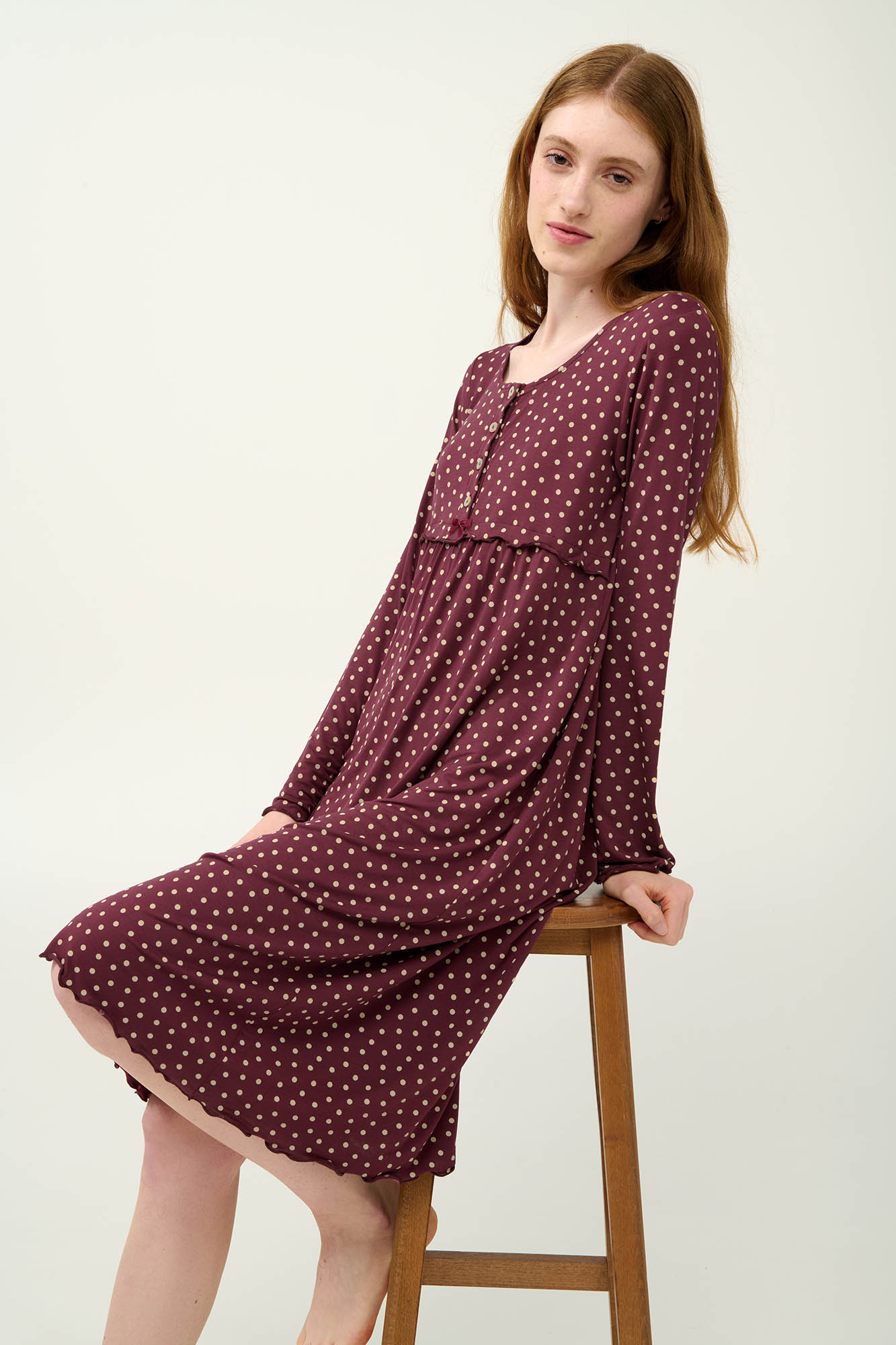 Vamp - Micromodal Πουά Νυχτικό Εγκυμοσύνης και Θηλασμού