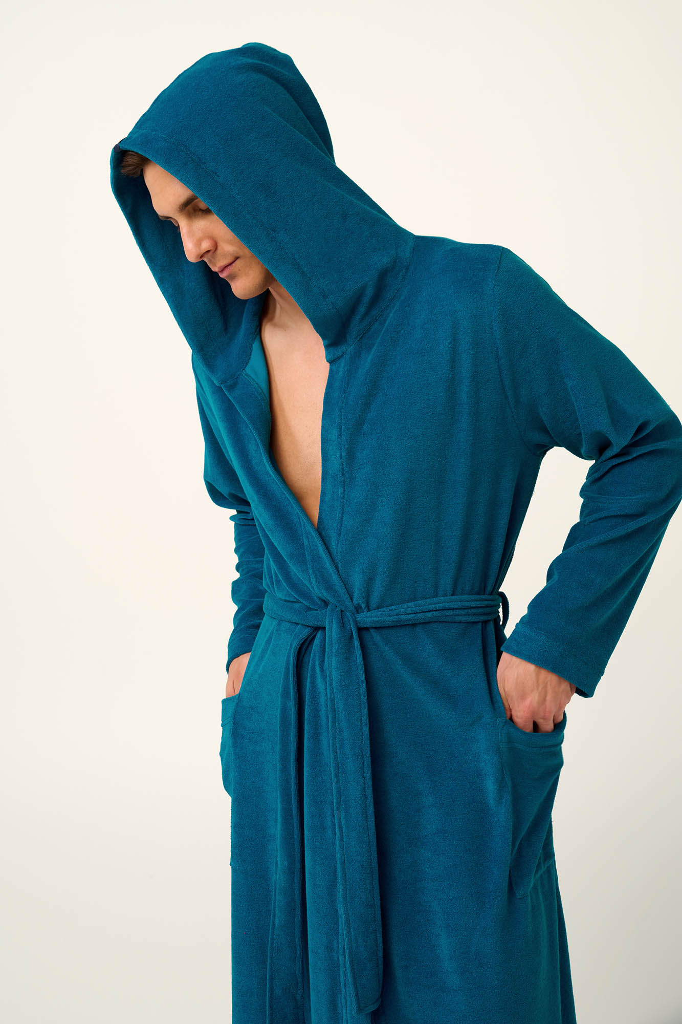 Vamp - Μονόχρωμή Frottee Ανδρική Ρόμπα