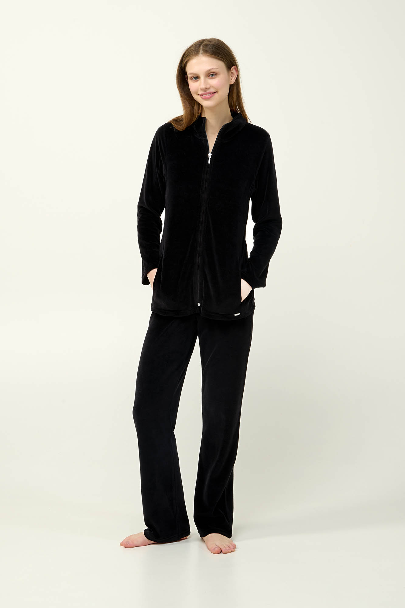 Vamp - Γυναικεία Velvet Φόρμα με Φερμουάρ